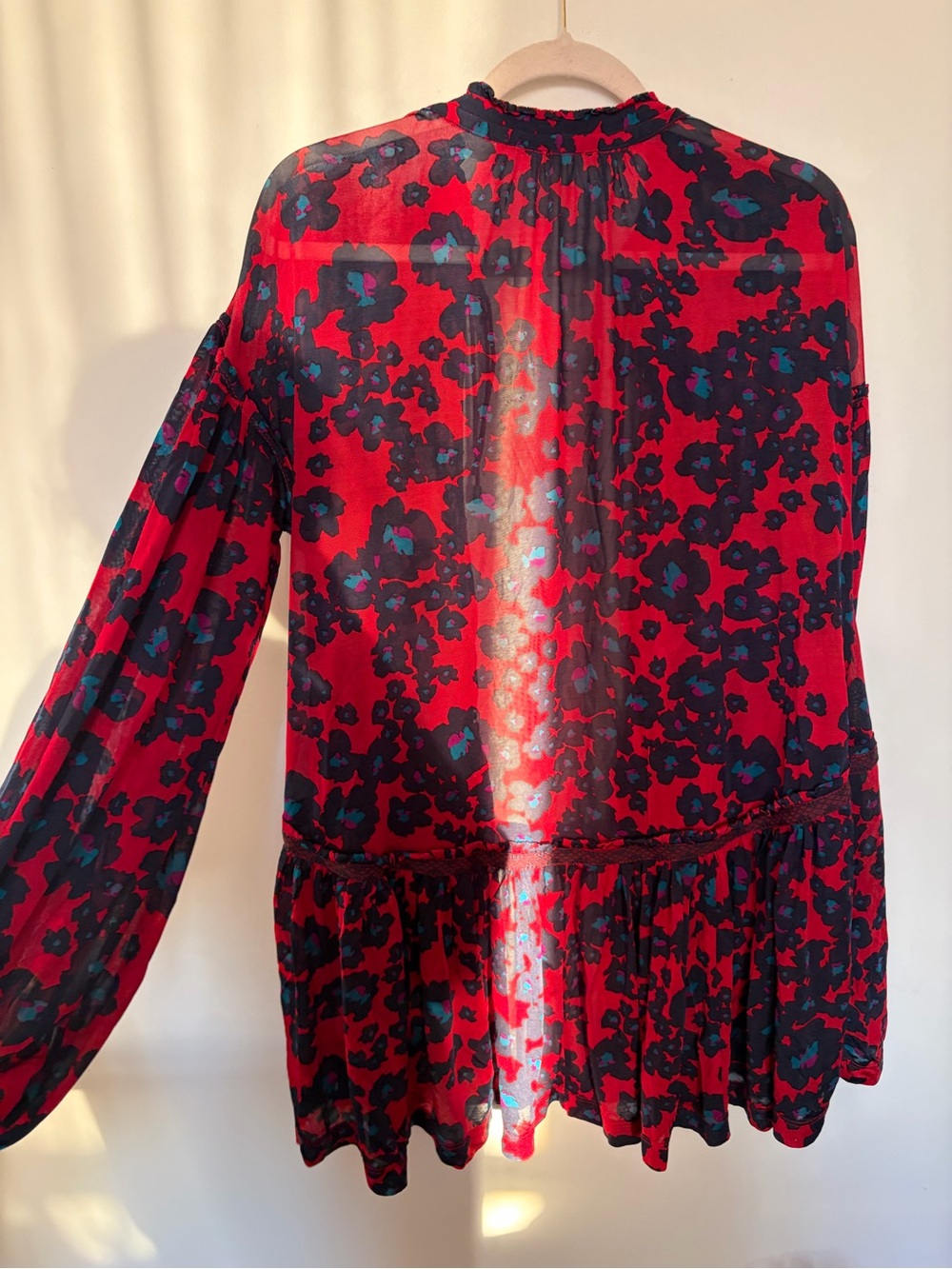 FREE PEOPLE LOVE LETTER Oversized Flowy Floral Snap Down Tunic Top Dress XS - Picture 16 of 16